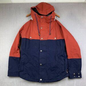 Burton Mens Squire Jacket Small Red Blue Full Zip Hooded Snowboarding Dryride